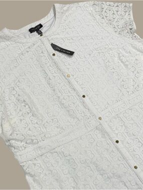 The Limited Lace Shirt Dress Womens 20W White Floral Eyelet Button Up Summer New